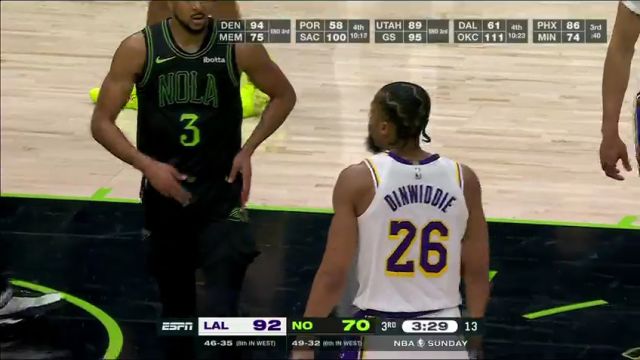NBA常规赛：湖人vs鹈鹕第3节中文解说回放