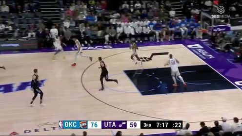 《NBA全场集锦》NBA常规赛：雷霆vs爵士第3节英文原声回放