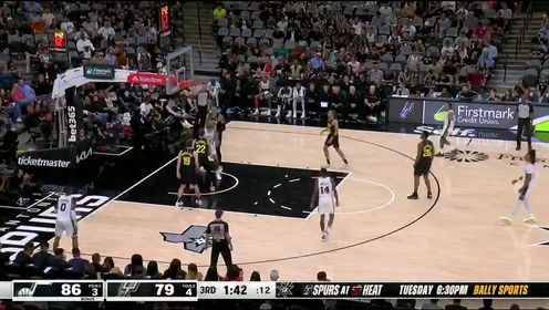 《圣安东尼奥马刺》【回放】NBA季前赛：爵士vs马刺第3节英文原声回放
