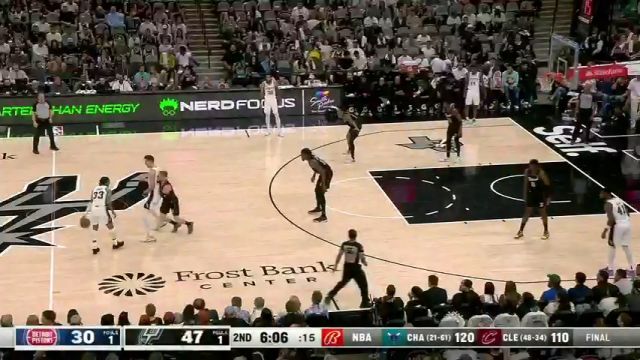 NBA常规赛：活塞vs马刺第2节中文解说回放