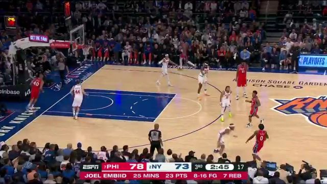 NBA季后赛：76人vs尼克斯第3节英文原声回放