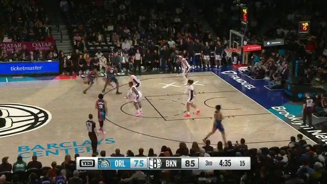 NBA常规赛：魔术vs篮网第3节英文原声回放
