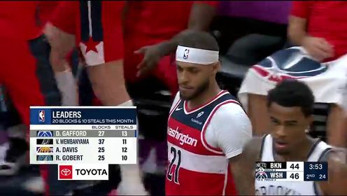 《NBA全场集锦》NBA常规赛：篮网vs奇才第2节英文原声回放
