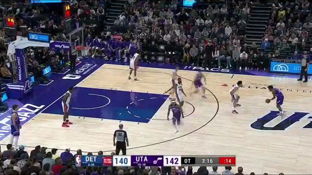 NBA常规赛：活塞vs爵士加时一英文原声回放