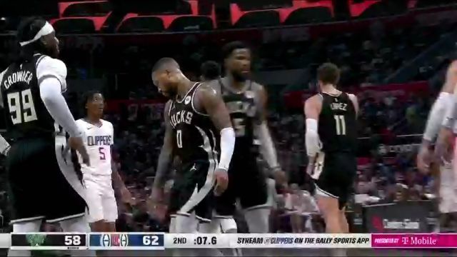 NBA常规赛：雄鹿vs快船第2节中文解说回放