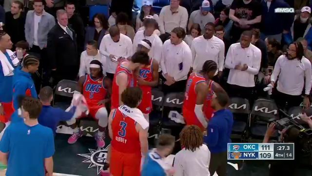 NBA常规赛：雷霆vs尼克斯第4节英文原声回放