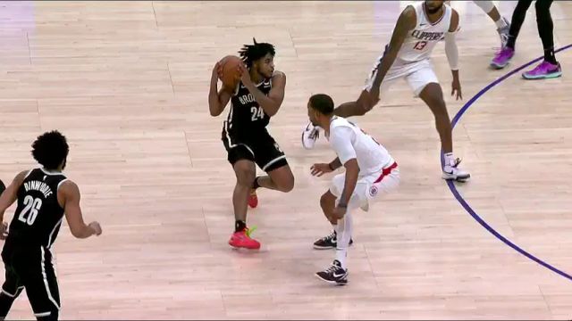 NBA常规赛：篮网vs快船第4节英文原声回放