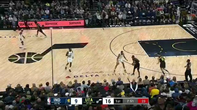 步行者vs爵士第1节英文原声回放