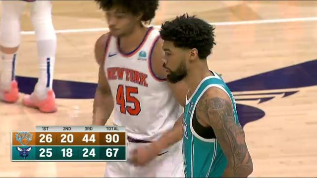 NBA常规赛：尼克斯vs黄蜂第4节中文解说回放