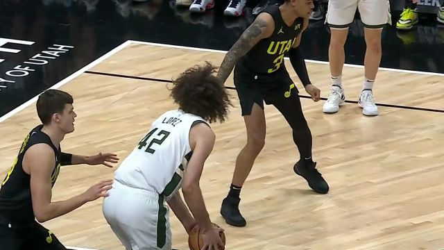 篮下有我不用愁！凯斯勒镇守篮下送小洛佩兹无情遮天大帽