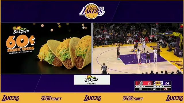 NBA常规赛：开拓者vs湖人第1节英文原声回放