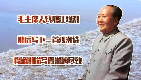 毛主席去钱塘江观潮，随后写下一首观潮诗，将涌潮描写得淋漓尽致