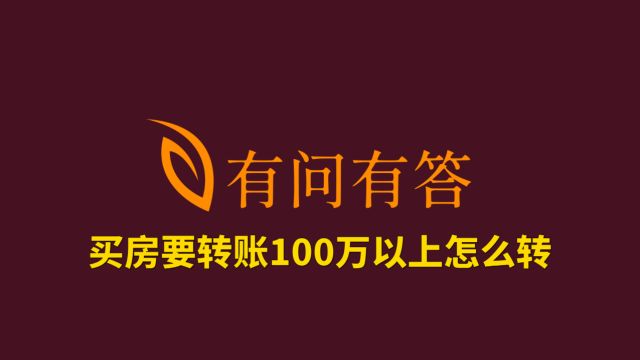 2买房要转账100万以上怎么转