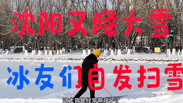 又一场大雪降临沈阳 划野冰的冰友的冰友们自发扫雪 平均年龄65岁