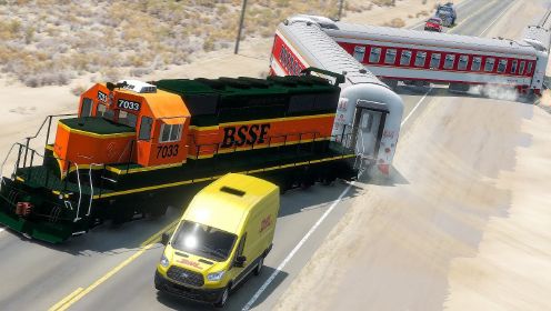 高速列车在高速公路上相撞