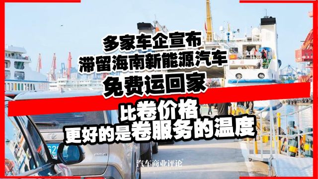 多家车企宣布滞留海南新能源汽车免费运回家 比卷价格更好的是卷服务的温度