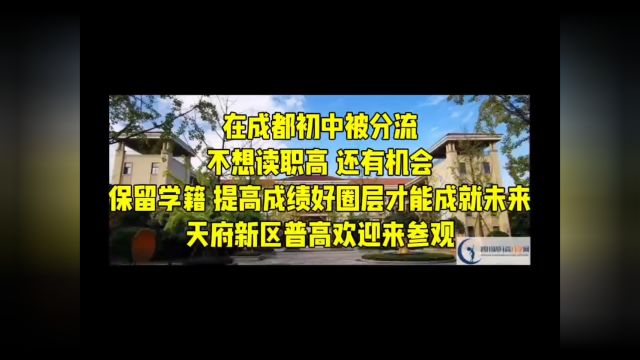 在成都初中被分流 不想读职高 还有机会 保留学籍 提高成绩好圈层才能成就未来 天府新区普高欢迎来参观