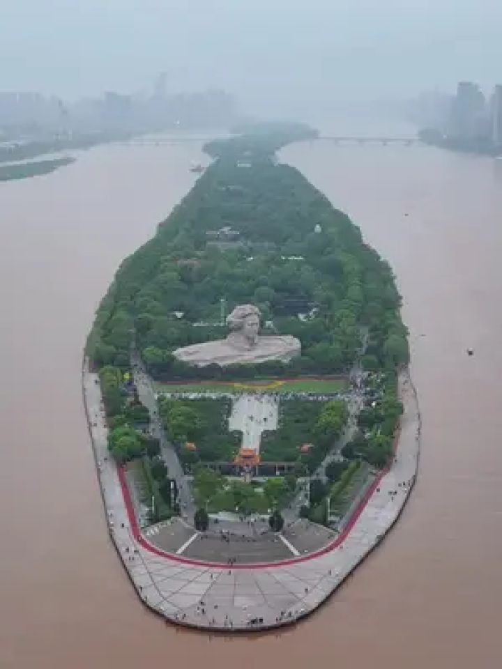 洪水来临!现在长沙橘子洲头#湖南洪水