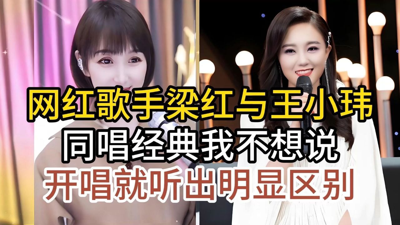 网红歌手梁红与王小玮,同唱经典老歌我不想说,开唱听出明显区别