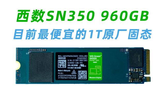 339元 目前最便宜的原厂1TB固态 西数SN350 960GB评测