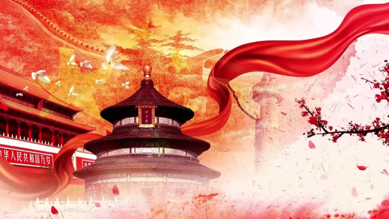 神州谣 高清led朗诵演讲背景视频素材