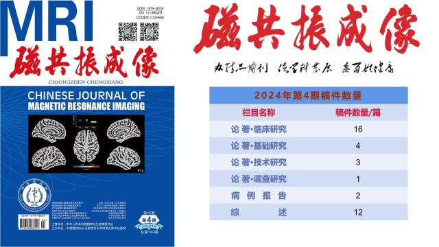 磁共振成像2024年第四期已发布