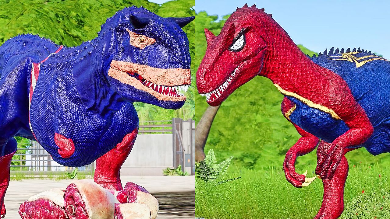 异特龙,食肉牛龙,尼日尔龙—游戏:侏罗纪世界进化