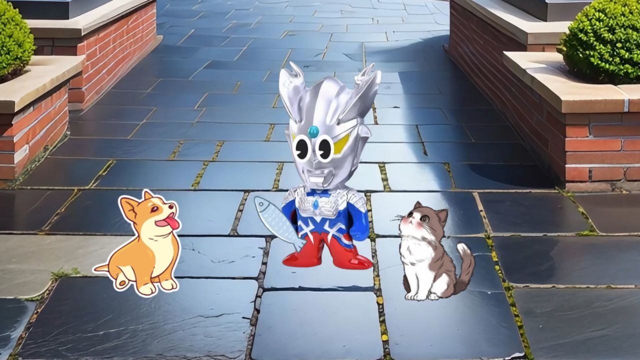 小赛罗奥特曼和小格丽乔学会了怎样和小动物交朋友