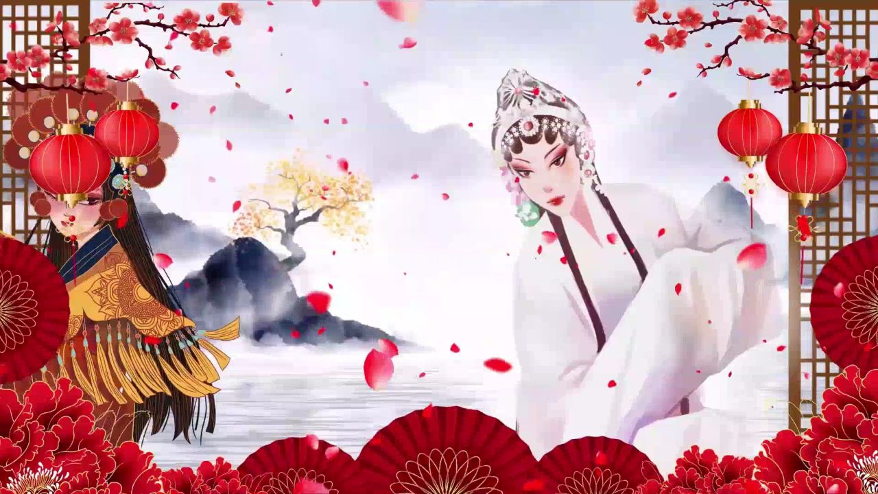 b857-粉墨登场戏曲歌曲演唱表演节目动态led大屏幕背景视频高清素材