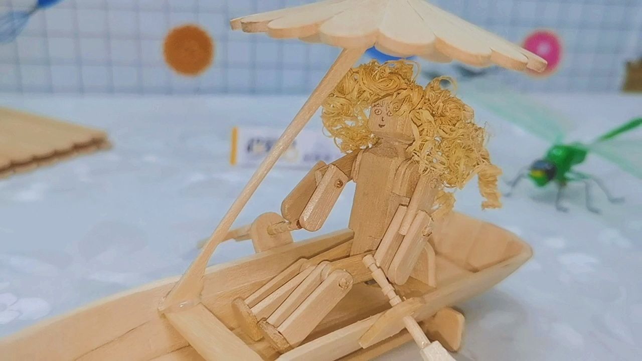 雪糕棍划桨船,下周出教程,教程正在剪辑 #雪糕棍划桨船 #手工diy