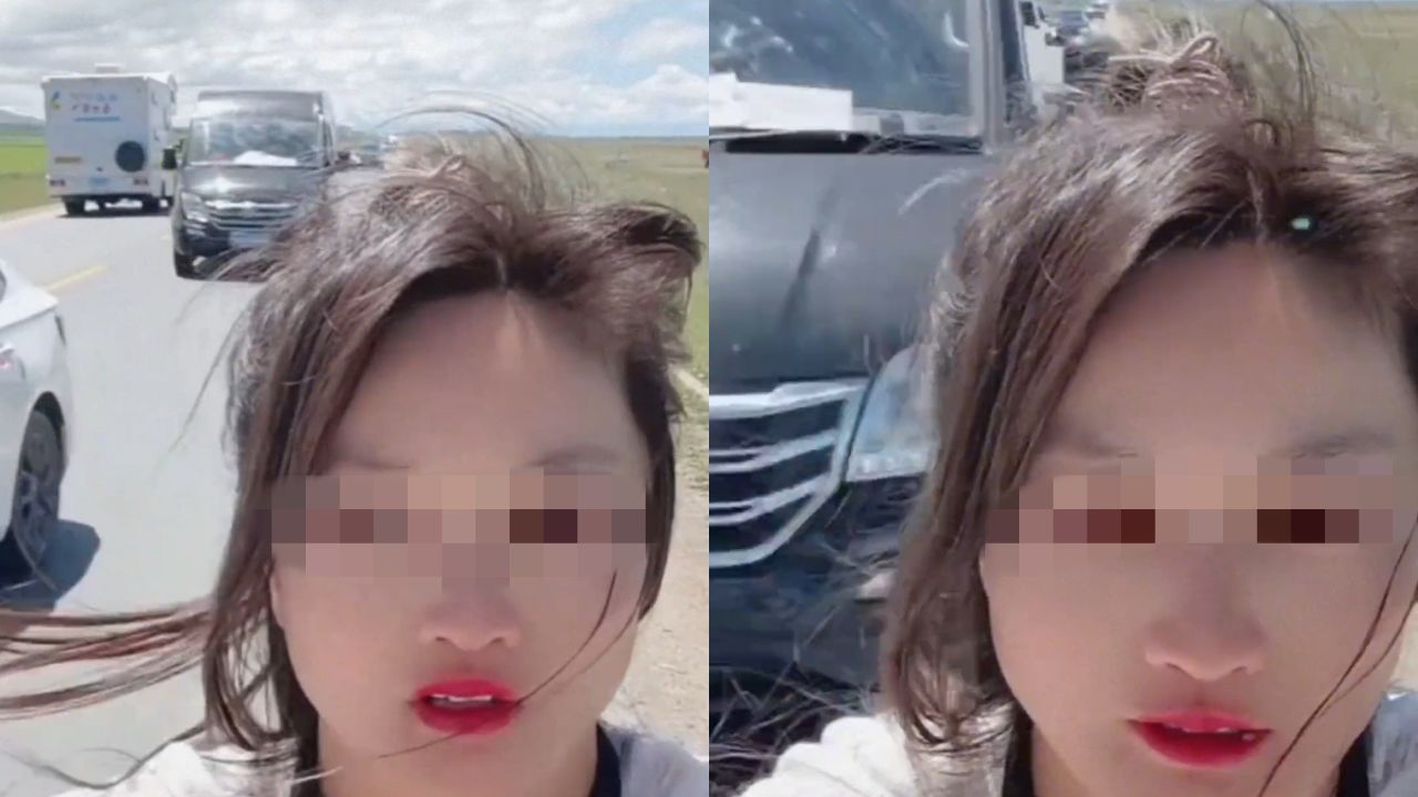 徒步女主播公路边直播时被车撞,视频中传出急刹声音,多方回应