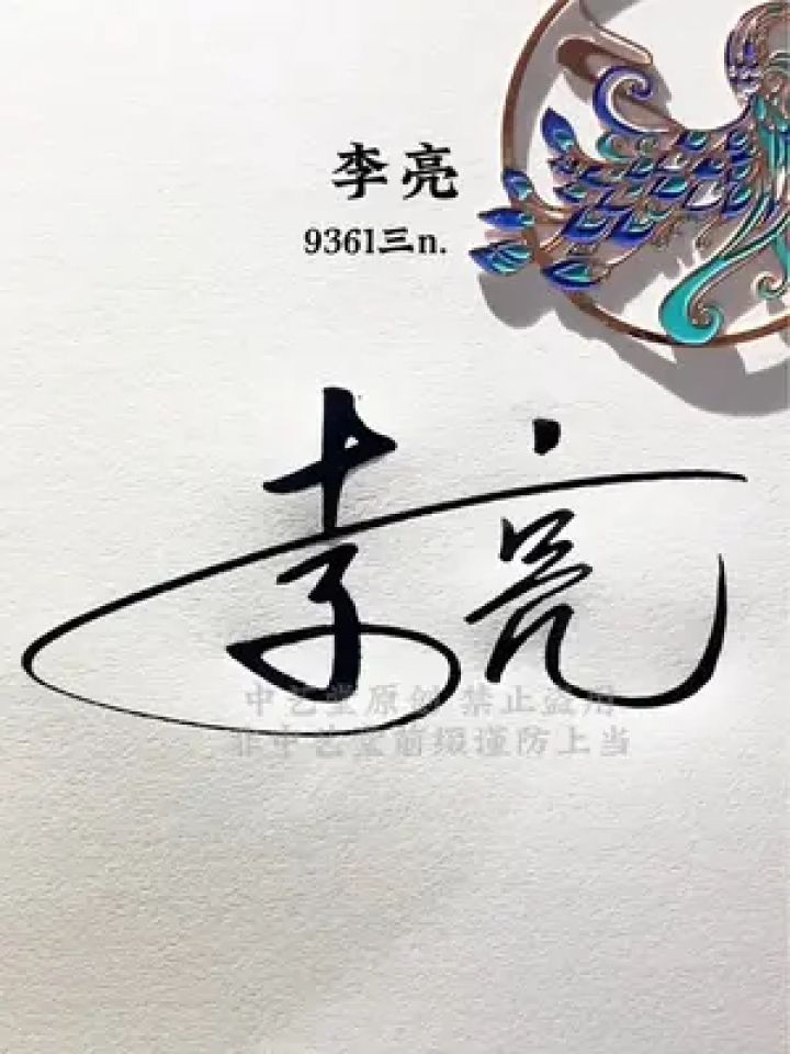 用心写好每个名字 李亮,数字签9361三n