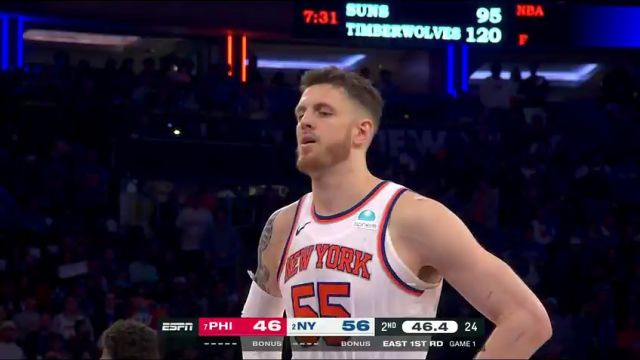 NBA季后赛：76人vs尼克斯第2节英文原声回放