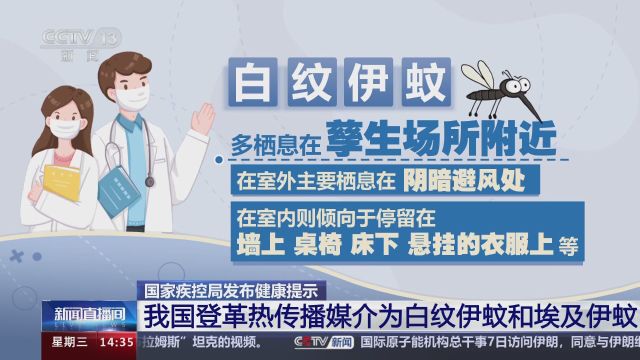 国家疾控局发布健康提示 我国登革热传播媒介为白纹伊蚊和埃及伊蚊