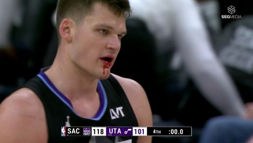 《NBA全场集锦》尽显硬汉时刻！比赛结束镜头给到凯斯勒拼到嘴部血流不止