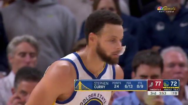 NBA常规赛：开拓者vs勇士第3节中文解说回放