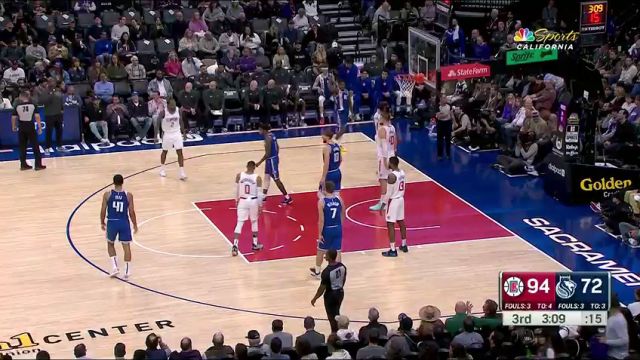 NBA常规赛：快船vs国王第3节中文解说回放