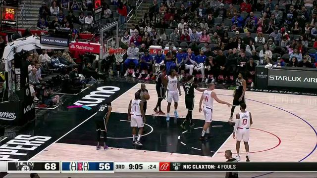 NBA常规赛：篮网vs快船英文原声全场回放