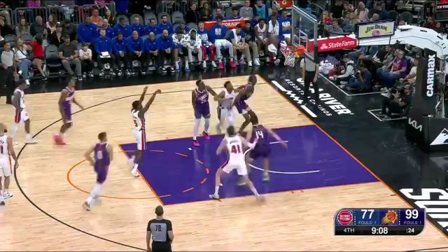 NBA常规赛：活塞vs太阳第4节英文原声回放