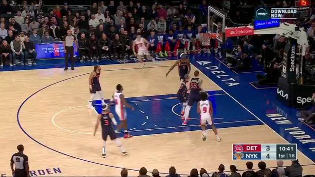  NBA常规赛：活塞vs尼克斯第1节英文原声回放