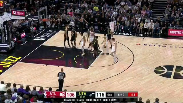 NBA常规赛：老鹰vs爵士第4节英文原声回放