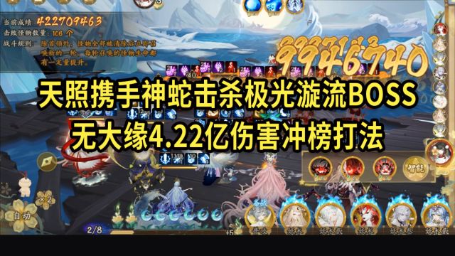 天照携手神蛇击杀极光漩流BOSS,无大缘4.22亿伤害冲榜打法