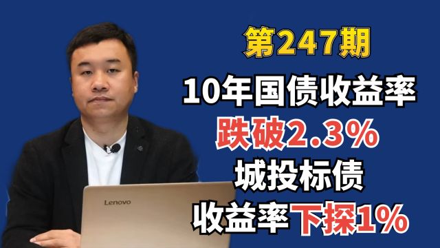 第247期:10年国债收益率跌破2.3%,城投标债收益率下探1%