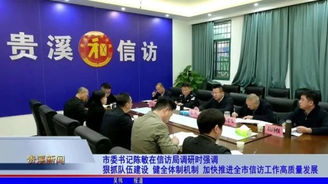 市委书记陈敏在信访局调研时强调:狠抓队伍建设 健全体制机制 加快推进全市信访工作高质量发展