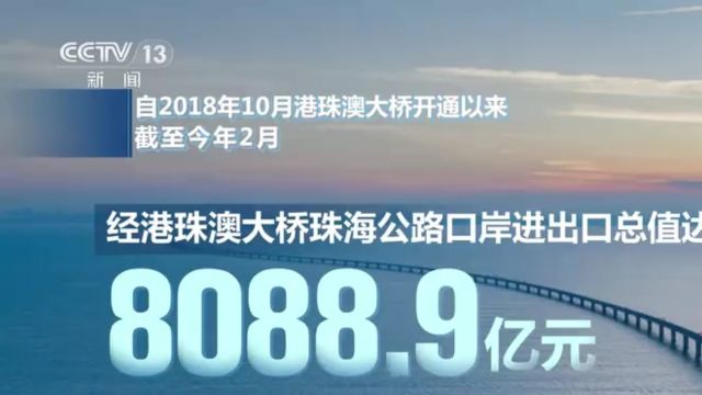 截至今年2月经港珠澳大桥珠海公路口岸进出口总值累计突破8000亿元