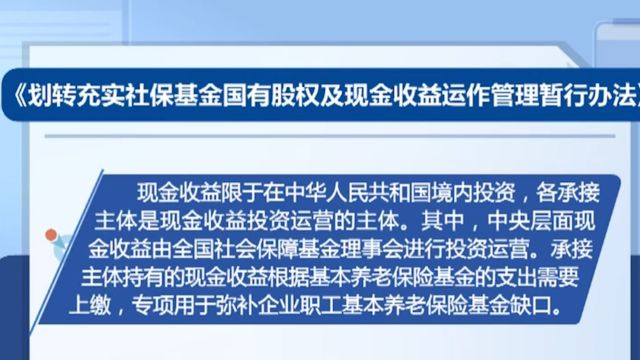 《划转充实社保基金国有股权及现金收益运作管理暂行办法》,为国有股权和现金收益运作管理提供依据