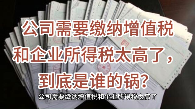 公司需要缴纳增值税和企业所得税太高了,到底是谁的锅?