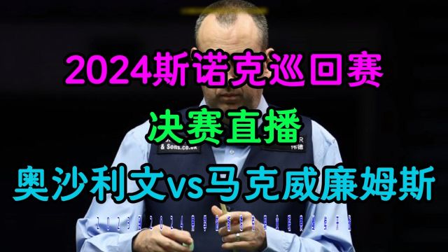 2024斯诺克巡回锦标赛决赛直播:马克威廉姆斯VS罗尼奥沙利文(中文)附全场录像回放高清