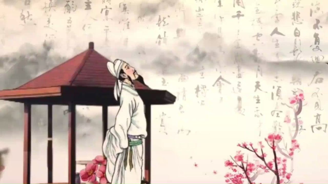 b506-3将进酒李白朗诵学生儿童演出表演节目动态led大屏幕背景视频