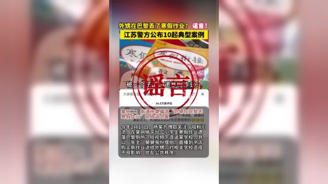 4月7日,江苏警方公布了2024年以来查处的10起打击整治网络谣言典型案例.